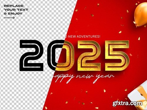 New Year 2025 Editable Text Effect Set BRJDD4S