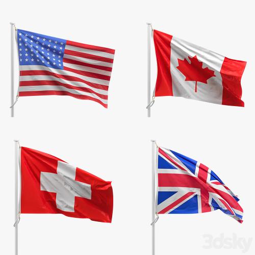 Flags of the countries of the world (8 flagpoles, 32 flags)