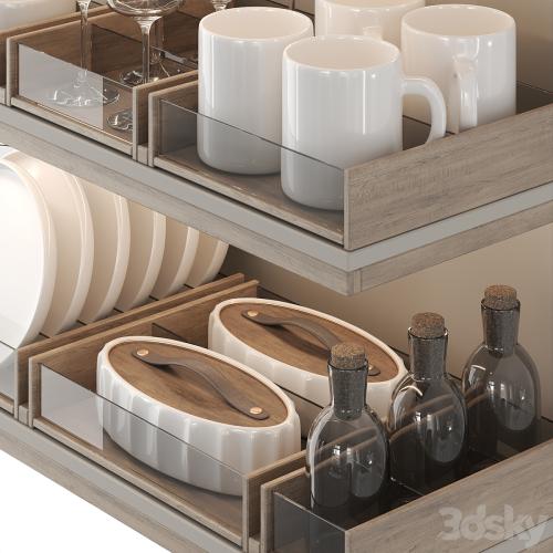 A set of dishes for filling the kitchen: plates, glasses, mugs, jars