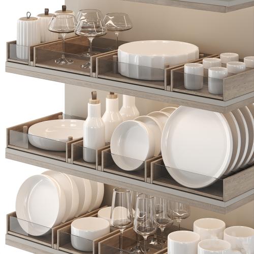 A set of dishes for filling the kitchen: plates, glasses, mugs, jars