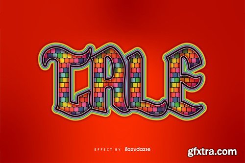 Layered Text Effect with Colourful Square Pattern DM29P6V