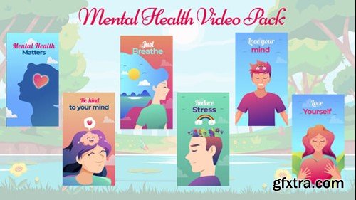 Videohive Mental Health Wellness Videos - Instagram Posts & Stories - Cartoon Animation Pack 54982320