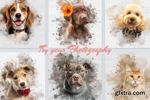 Pet Watercolor Art Photoshop Action