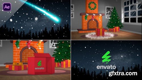 Videohive Christmas Fireplace with Logo Reveal 55036024