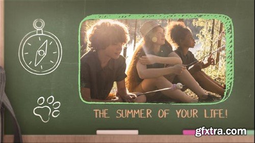 Videohive Kids And Teens Adventure And Hike Summer Camp Chalkboard Opener 55044160