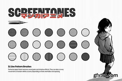 Manga Screentone Brushes for Photoshop BVK48NV