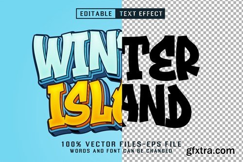 Winter Island Cartoon Text - Editable Text Effect YP735DF