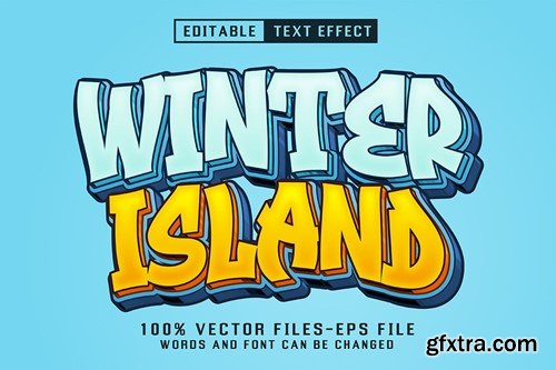 Winter Island Cartoon Text - Editable Text Effect YP735DF