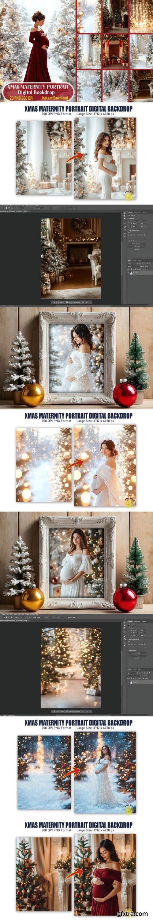 Xmas Maternity Portrait Digital Backdrop