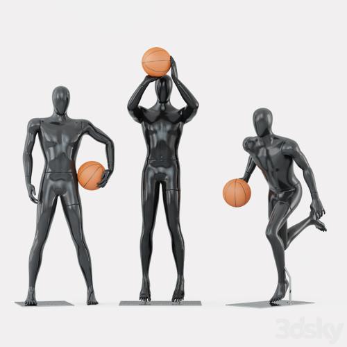 Three faceless mannequins basketball 29