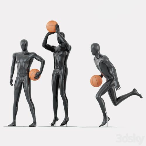 Three faceless mannequins basketball 29