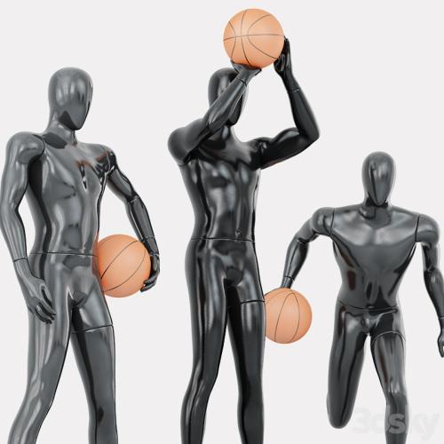 Three faceless mannequins basketball 29