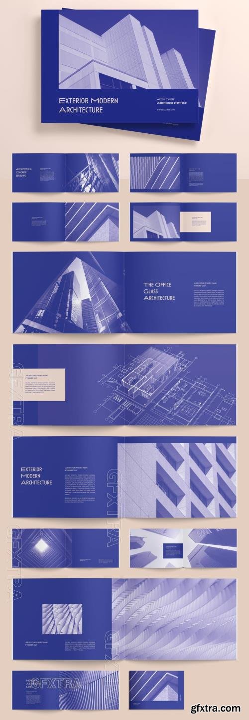 Architecture Portfolio Layout with Blue Accents 776045090