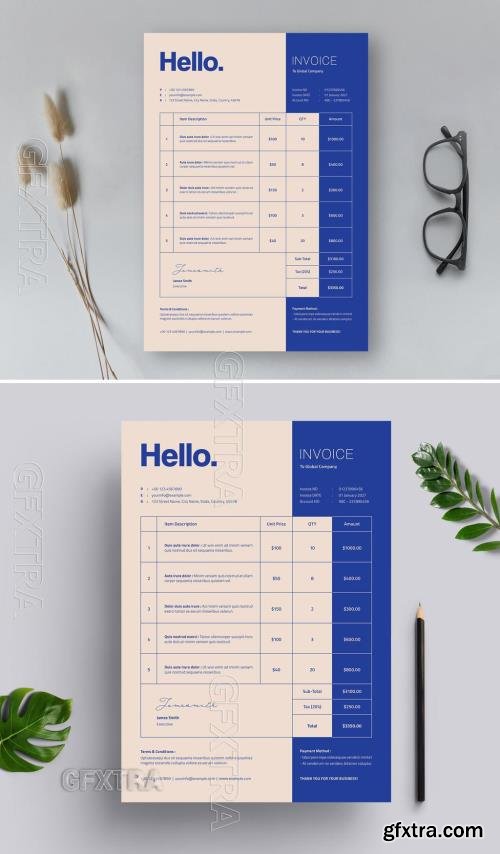 Invoice Layout with Blue Accents 776045044