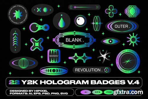 Y2K Hologram Badge Stickers V.4 GDA2FJN