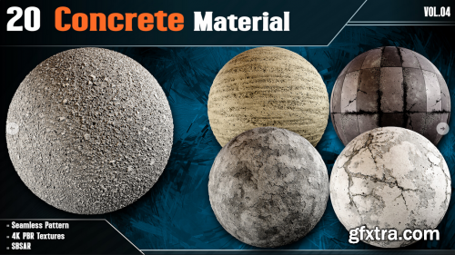 20 Concrete Material - Vol.04 (4K PBR Textures + SBSAR File) 