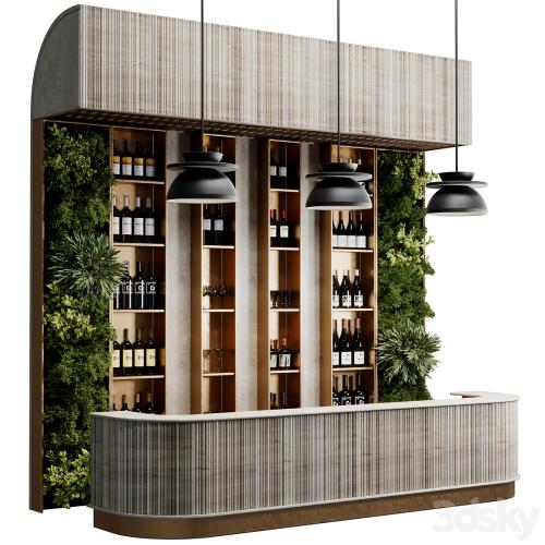 Reception Desk for Restaurant and Caffe with cabinet wine rack set 09