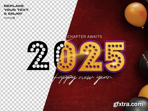 New Year 2025 Editable Text Effect Set UYL9QVP