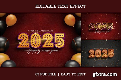 New Year 2025 Editable Text Effect Set UYL9QVP