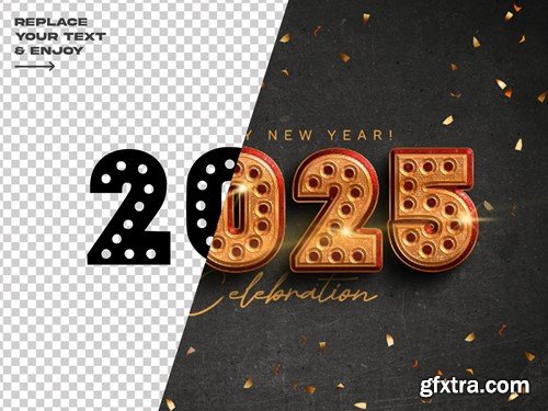 New Year 2025 Editable Text Effect Set UYL9QVP