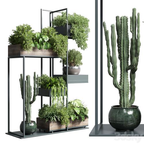 Collection Outdoor Indoor plant stand-metal and wooden vase 13