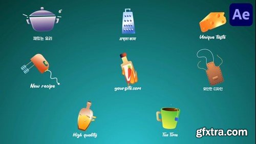 Videohive Kitchen Icons And Titles for After Effects 55152035