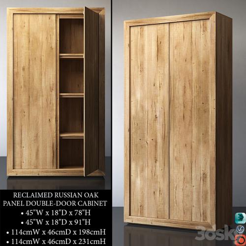 RECLAIMED RUSSIAN OAK PANEL DOUBLE-DOOR CABINET