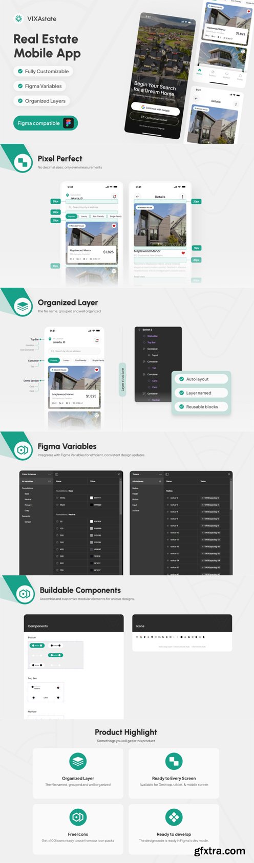 Real Estate Mobile App UI KIT Template for Figma