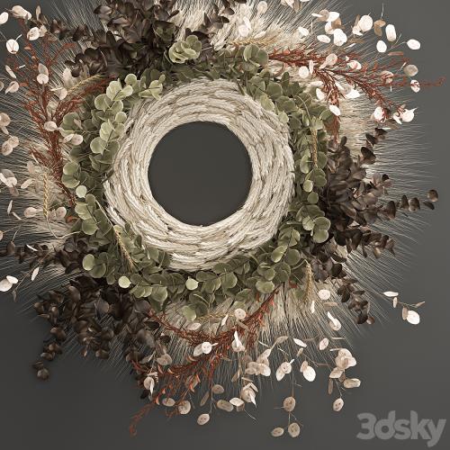 Bouquet wreath wall decor made of wheat, dried flower, Lunnik. 220.