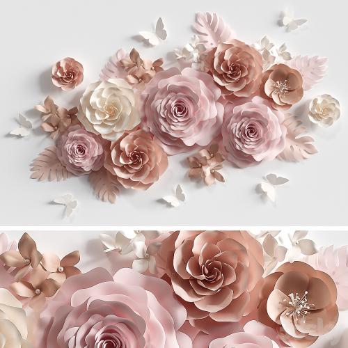 Composition of paper flowers