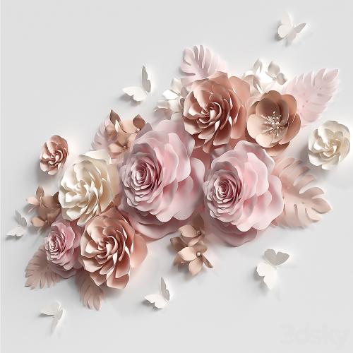 Composition of paper flowers