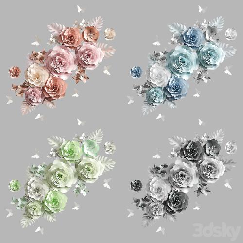 Composition of paper flowers