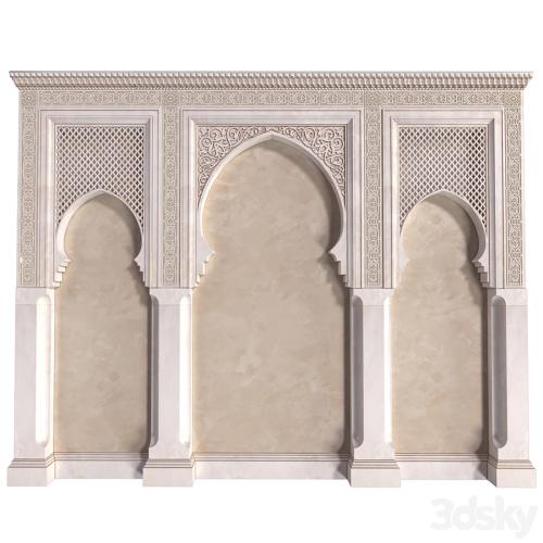 Arch in oriental style. Arab decorative wall. Arabic wall.Oriental Wall paneling