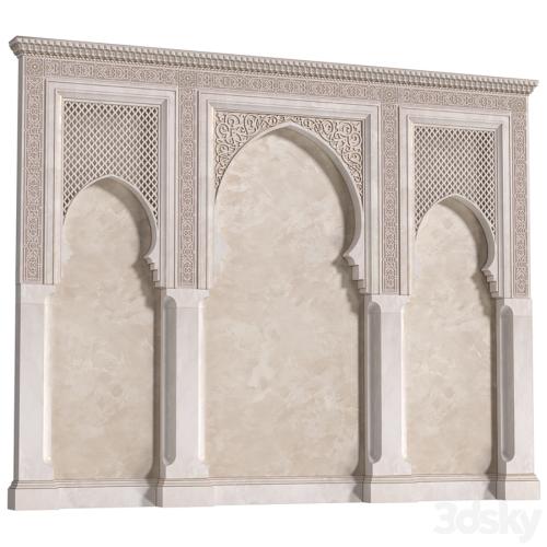 Arch in oriental style. Arab decorative wall. Arabic wall.Oriental Wall paneling