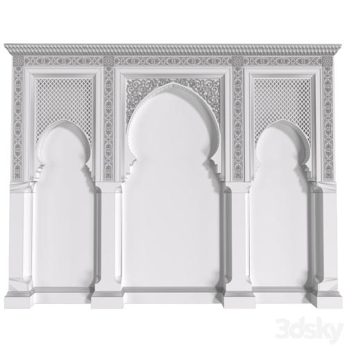 Arch in oriental style. Arab decorative wall. Arabic wall.Oriental Wall paneling