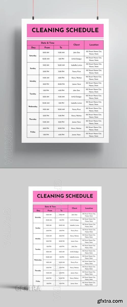 Weekly Cleaning Schedule Template 791322236