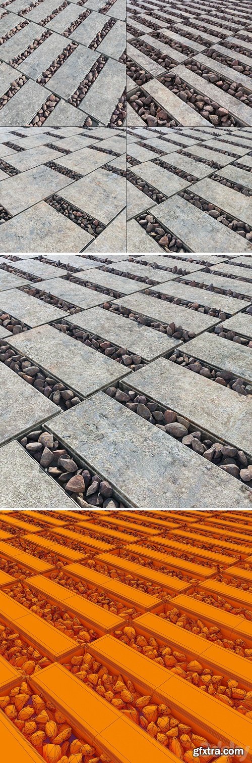 Paving title gravel / Paving slabs with gravel