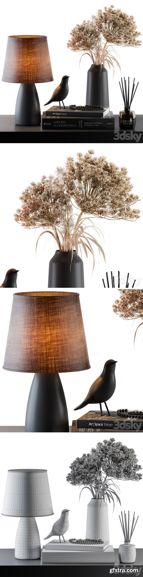 Decorative Set Lampshade with Dried Plants