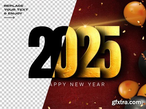 New Year 2025 Editable Text Effect Set B3AMB2X