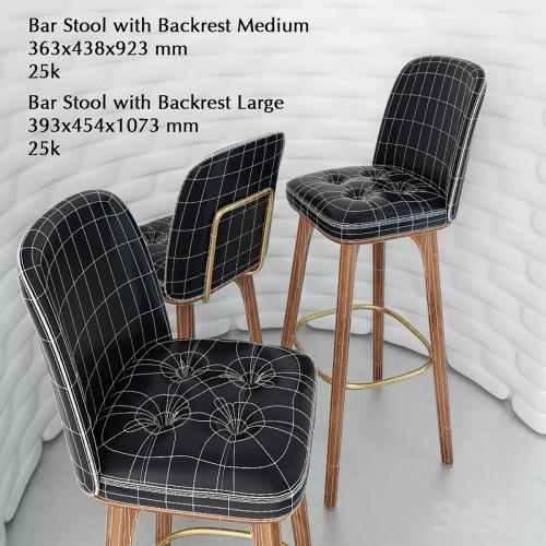 Utility Bar Stool with Backrest