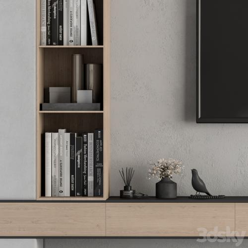 TV Wall Wood and Concrete - Set 26