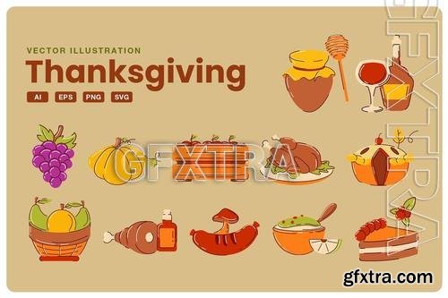 Thanksgiving Food Illustration QUN43NQ