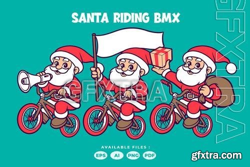 Santa Claus Riding BMX Cartoon Character VAYDC6F