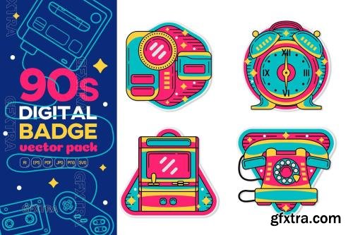 90s Digital Badge Vector Pack #03 TCPHCHR