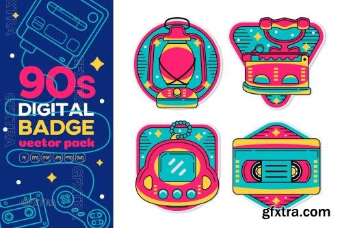 90s Digital Badge Vector Pack #04 QNS7DLV