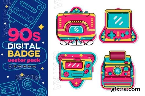 90s Digital Badge Vector Pack #05 YDSAB8V