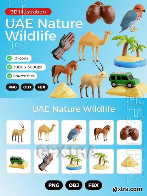 UAE Nature & Wildlife 3D Icon Set 3WHMDND