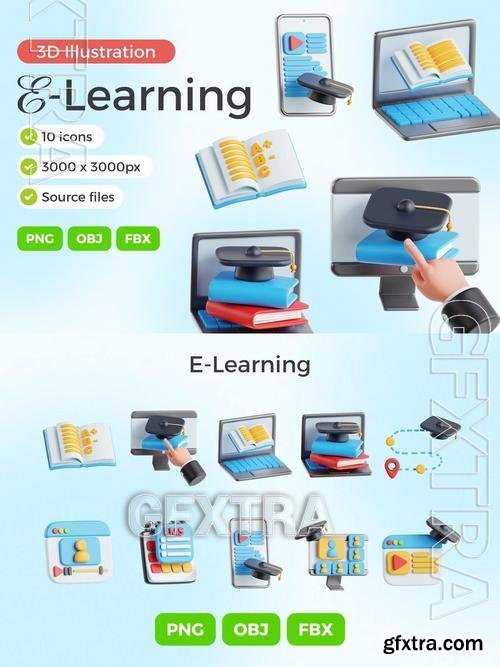 E-Learning 3D Icon Set MWCUUQM