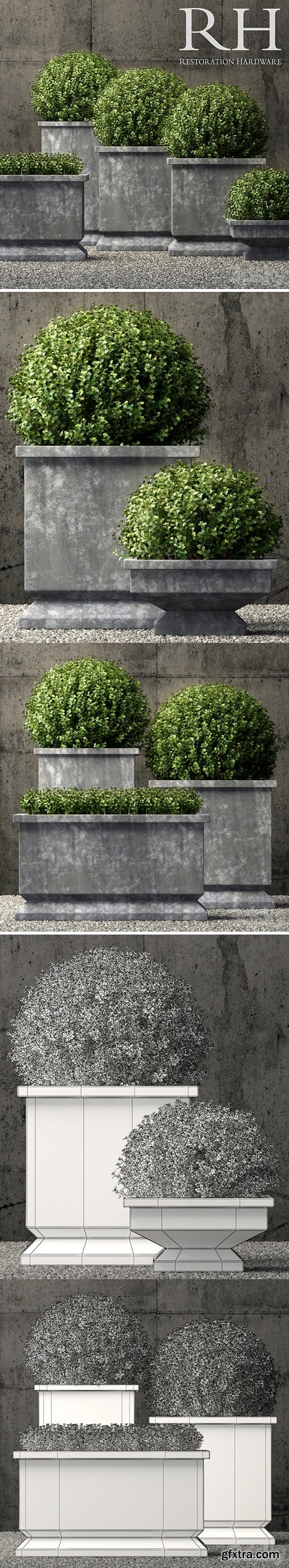 estate zinc footed planters