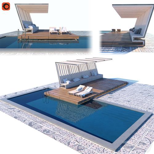 Pool with terrace and canopy